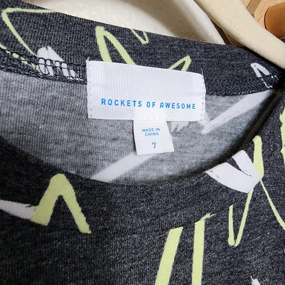 Rockets Of Awesome Star Print T Shirt Dress Girls 7 Black Crew Neck Shor…